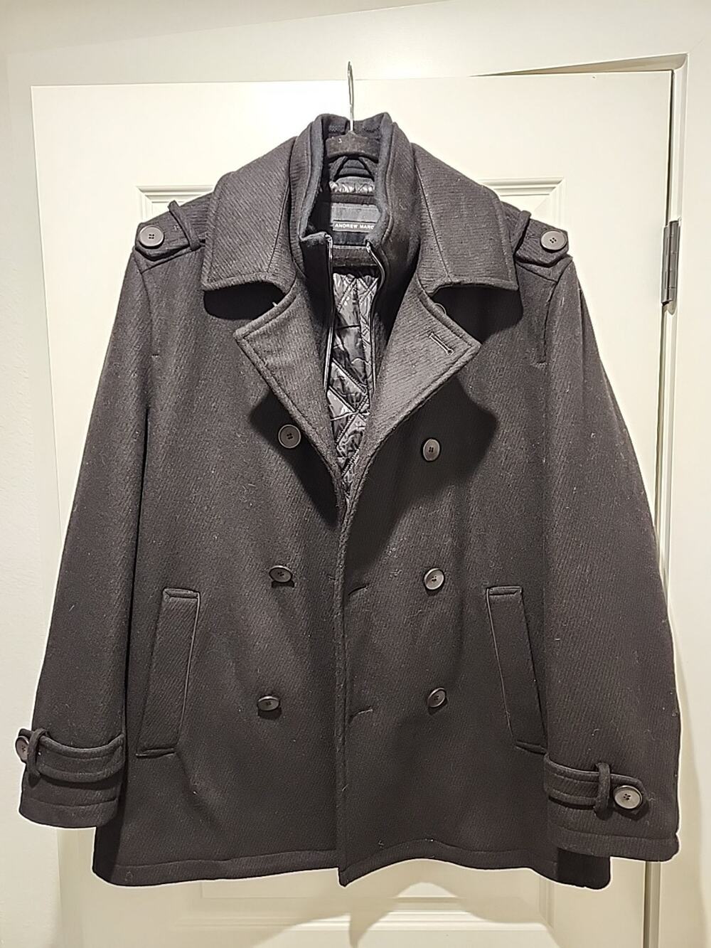 Marc New York by Andrew Marc Men's Large wool-blend Heavy peacoat Black
